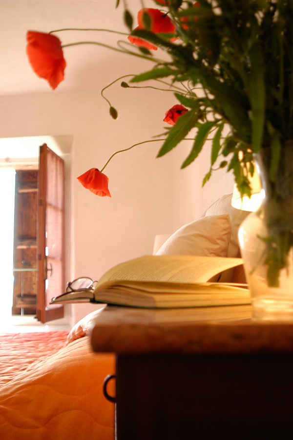 Book and flowers at Cascina rosa b&b